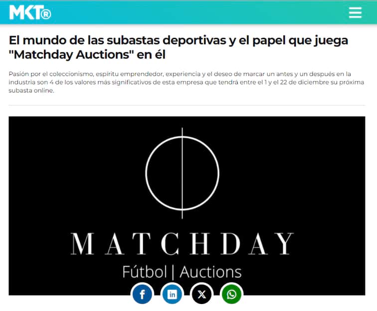 El mundo de las subastas deportivas y el papel que juega “Matchday Auctions” en él