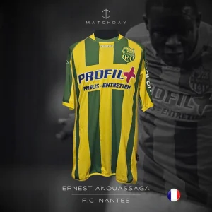 Ernest Akouassaga - F.C. Nantes - Ligue 2 - MATCH WORN JERSEY - JUAN ELUCHANS COLLECTION